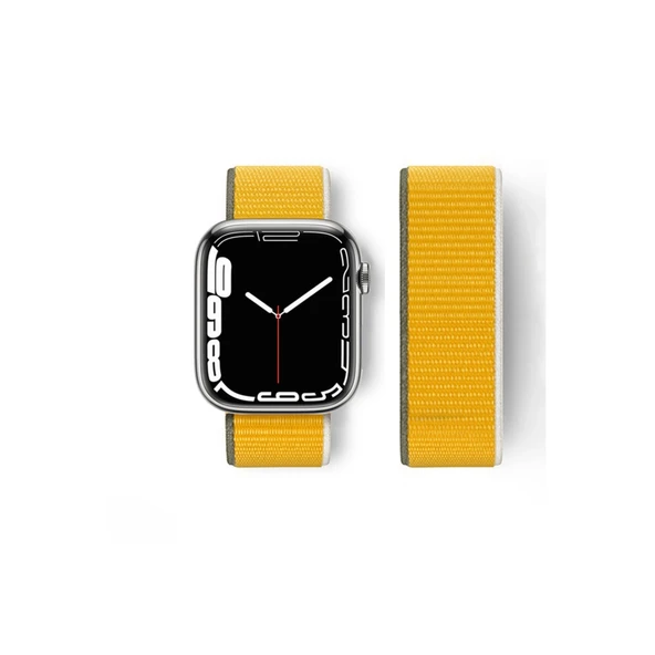 Apple Watch 42mm Hasırlı Cırtcırtlı Kordon - Sarı ürün görseli 1