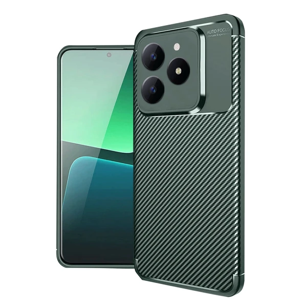Realme C61 Kılıf Auto Focus Karbon Kapak - Koyu Yeşil ürün görseli 1