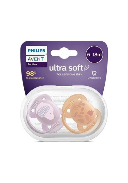 Philips Avent Ultra Soft Yumuşak 2li Emzik 6-18 Ay - SCF091/18 ürün görseli 1