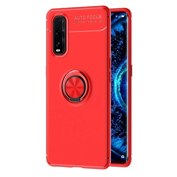 Oppo Find X2 Kılıf Range Yüzüklü Silikon - Kırmızı ürün görseli 1