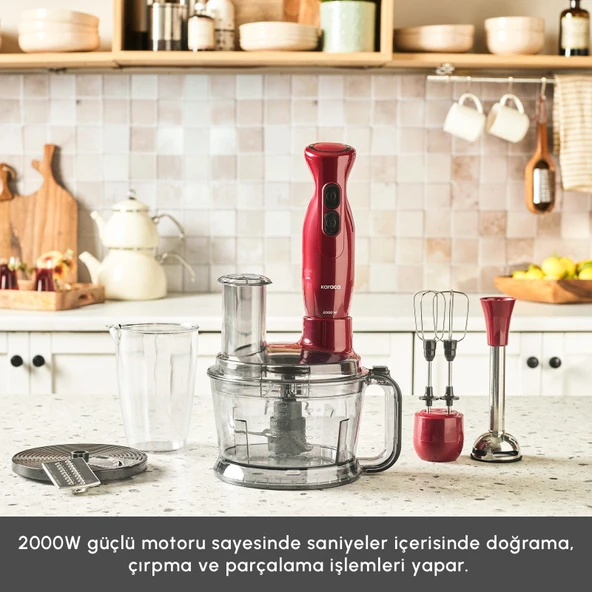 Karaca Pro Multimax 6 in 1 Çok Amaçlı Mutfak Robotu 2000W Red - Resim 2