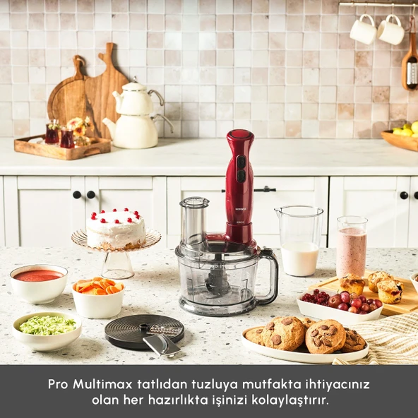 Karaca Pro Multimax 6 in 1 Çok Amaçlı Mutfak Robotu 2000W Red - Resim 4
