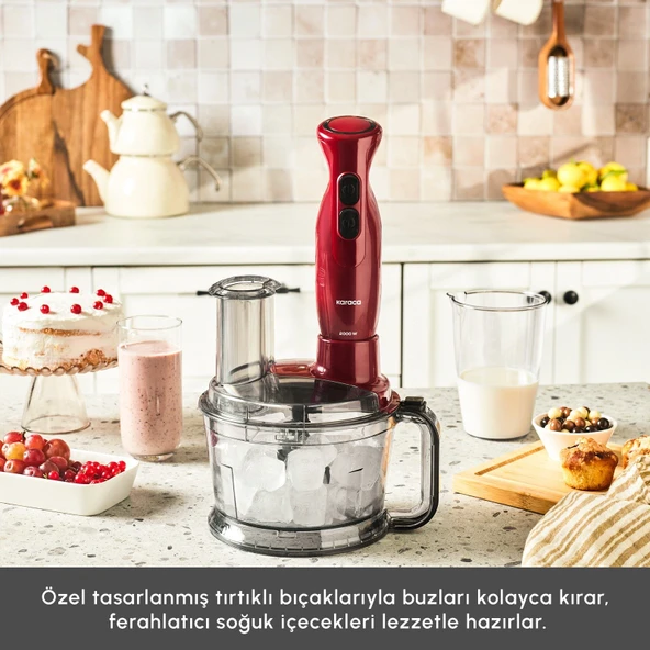 Karaca Pro Multimax 6 in 1 Çok Amaçlı Mutfak Robotu 2000W Red - Resim 3