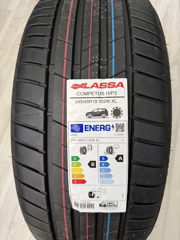 LASSA / 245/45R19 (COMPETUS H/P3) (1 ADET FİYATIDIR. EN AZ 2 ADET VERİLMEKTEDİR) 2026 YAZ LASTİĞİ ürün görseli 1