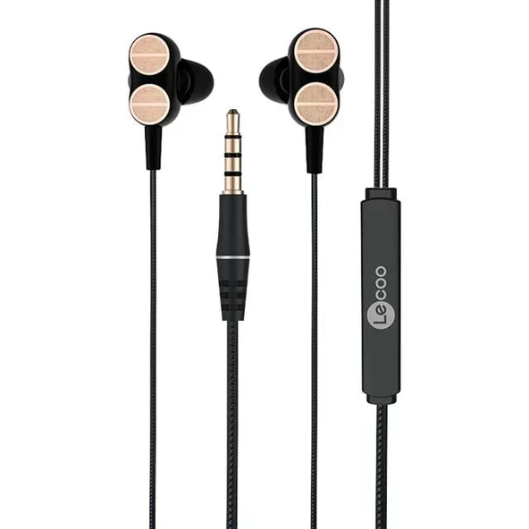 Lecoo Eh102 3.5 Mm Jacklı Siyah Kablolu Kulak İçi Mikrofonlu Kulaklık ürün görseli 1
