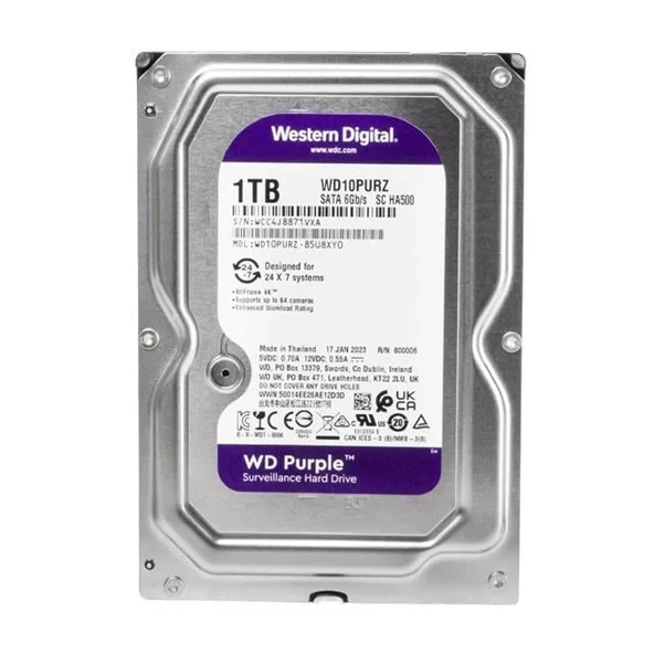 Western Digital Purple Wd10Purz 1 Tb Sata 6Gb/S 7-24 Güvenlik Harddisk ürün görseli 1