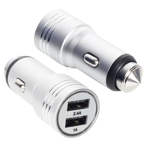 X-633 Çift Usb'Li 3.1 Amper Metal Çakmaklık Araç Şarj ürün görseli 1