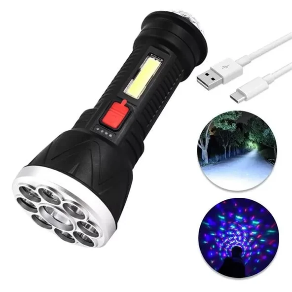 Cl-W09 9+1 Ledli + Flaşörlü Deprem Afet İçin Şarjlı El Feneri ürün görseli 1