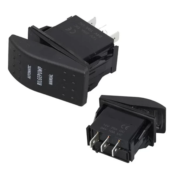 Sintine Pompa Sembollü Işıksız Yaylı 3 Pinli On-Off 12-24V Marin Switch ürün görseli 1
