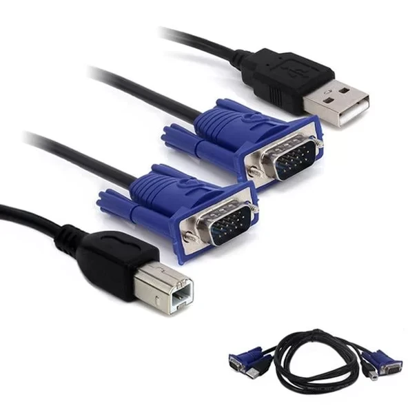 Powermaster Kwm Switch Kablo 1.5 Metre Vga Erkek-Erkek + Usb + Printer ürün görseli 1