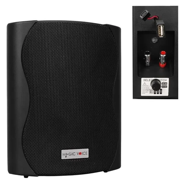 Magicvoice F-Lhy4S 4" (10 Cm) Hat Trafolu Duvar Tipi Sütun Hoparlör (10W Rms / 150W Peak - Mp3 Usb Uyumlu) - Siyah ürün görseli 1