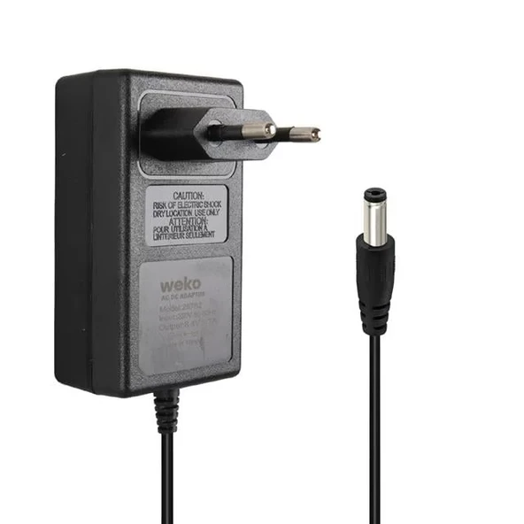 Weko 8.4 Volt - 2 Amper 5.5X2.5Mm Uçlu Priz Tip Kırmızı Yeşil Ledli Yerli Üretim Akü Şarj Adaptörü ürün görseli 1