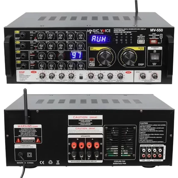 Magicvoice Mv-550 2X100 Watt Usb-Sd-Bluetooth- Balans Trafosuz Ses Mixer ürün görseli 1