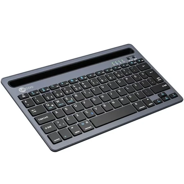 Lenovo Lecoo Bk100 Bluetooth V3.0 Çoklu Cihaz Uyumlu Şarj Edilebilir Kablosuz Gri Türkçe Q Klavye ürün görseli 1