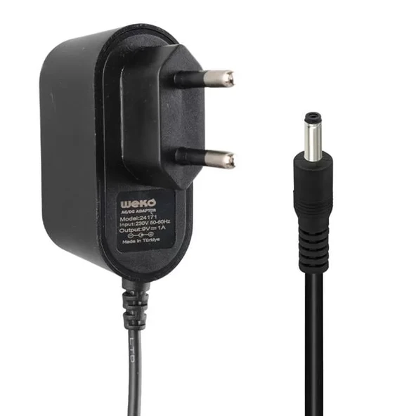Weko 9 Volt - 1 Amper 3.5*1.35 Uçlu Yerli Üretim Priz Tipi Adaptör ürün görseli 1