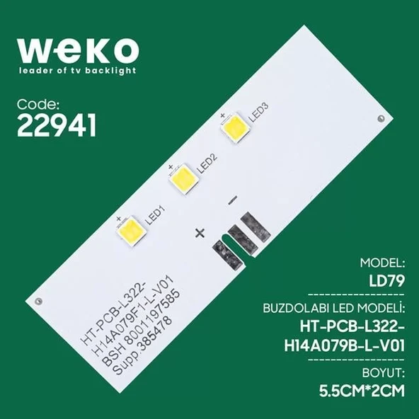 Buzdolabı İç Aydınlatma Ledi Ld79 Ht-Pcb-L322-H14A079B-L-V01 3 Çipli ürün görseli 1