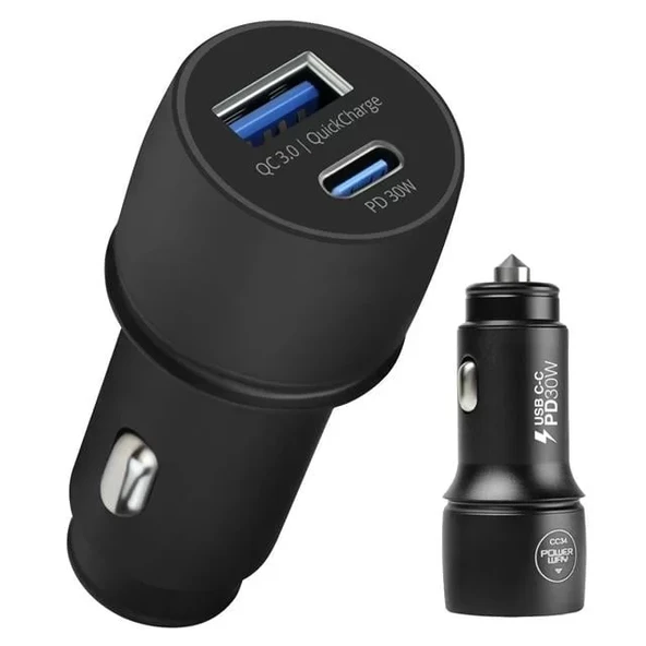 Powerway Cc34 30W Pd + Qc 3.0 Çift Çıkışlı Metal Araç Çakmaklık Hızlı Şarj Aleti Cihazı ürün görseli 1