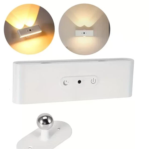 Ledx Sk-Bd188F Çift Yönlü Hareket Sensörlü Dekoratif Şarjlı Duvar Aplik 2 Mercekli 15 Smd Ledli 3000K-4000K-6500K ürün görseli 1