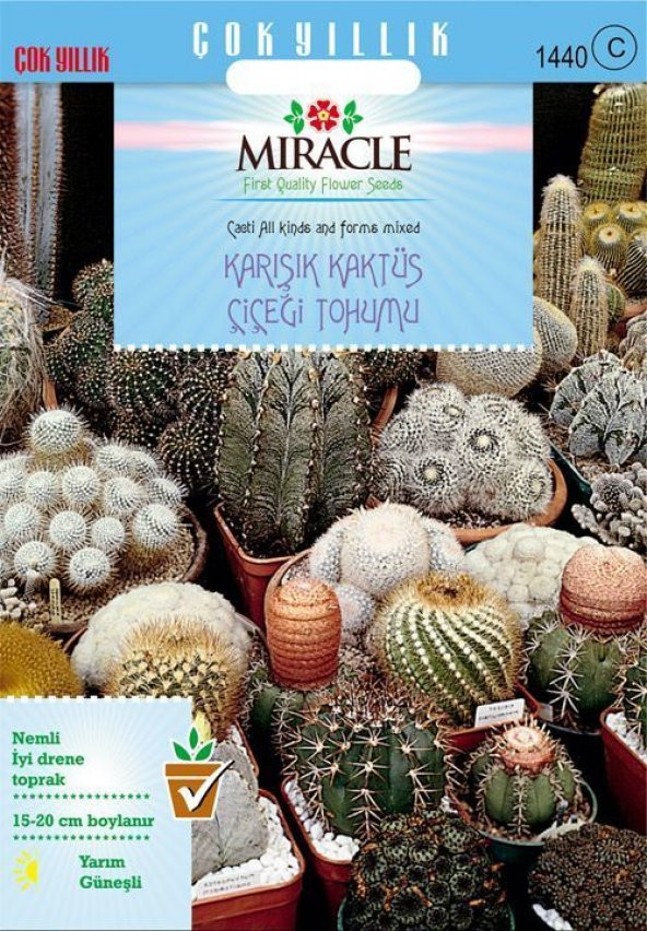 Miracle Karışık Kaktüs Bitkileri Çiçeği Tohumu (9000 tohum) ürün görseli 1