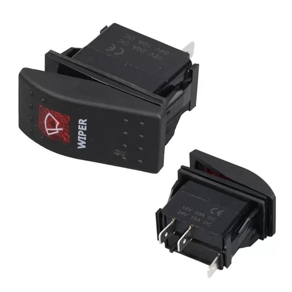 Silecek Sembollü Işıklı 3 Pinli On-Off 12-24V Marin Switch ürün görseli 1
