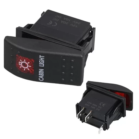Kabin Sembollü Işıklı 3 Pinli On-Off 12-24V Marin Switch ürün görseli 1