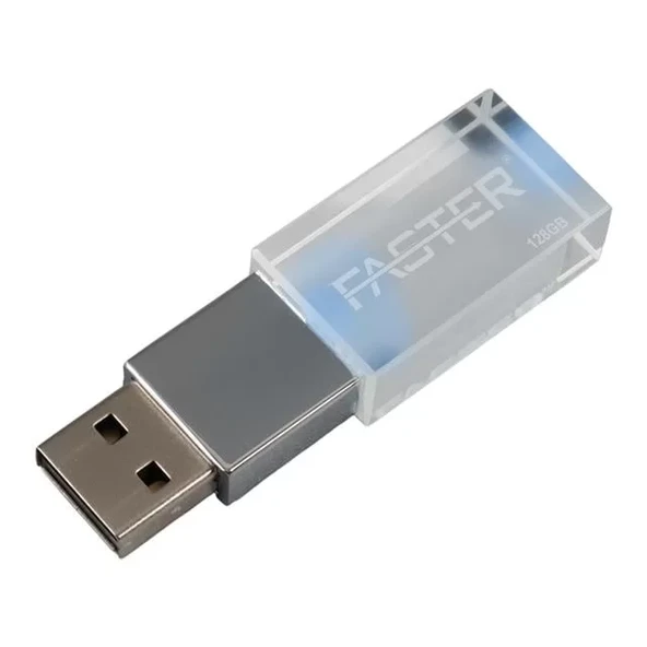 Faster 128 Gb Mimi Serisi Usb 3.0 Yüksek Hızlı Mavi Işıklı Metal Flash Bellek ürün görseli 1