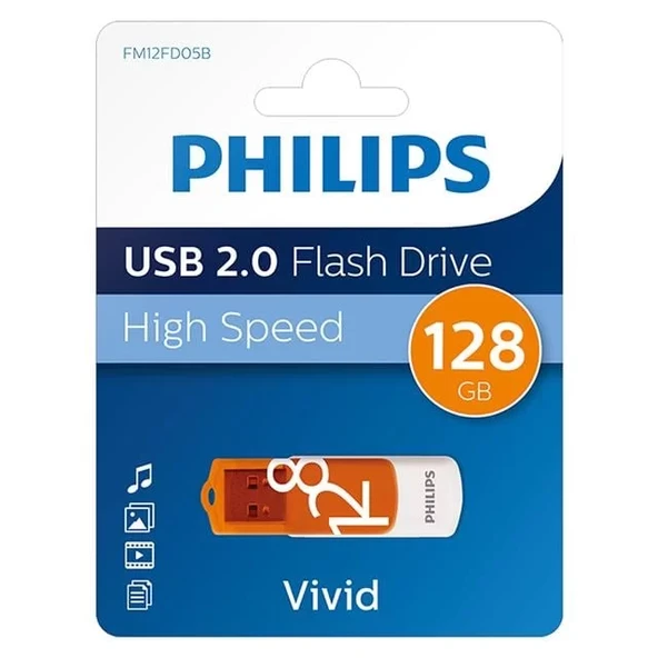 Philips Vivid Serisi 128Gb Usb 2.0 High Speed Flash Bellek (Fm12Fd05B/00) ürün görseli 1