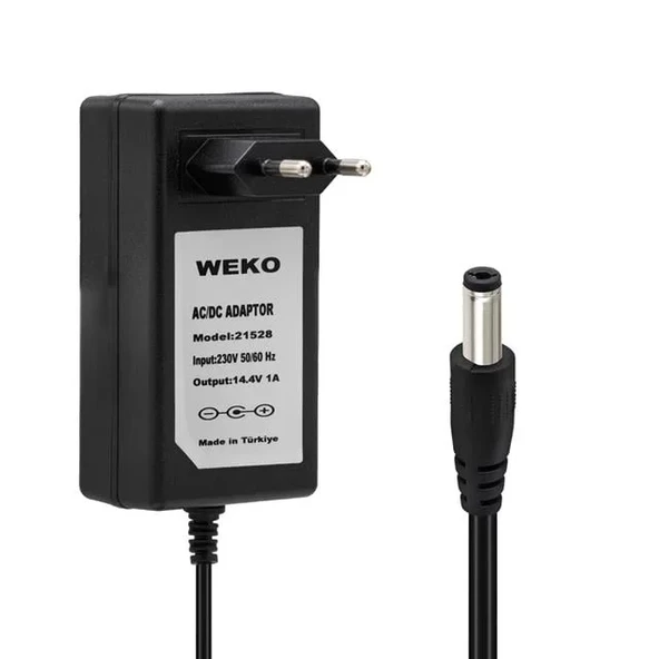 Weko 14.4 Volt - 1 Amper 5.5*2.5 Uçlu Plastik Işıklı Kasa Priz Tip Adaptör ürün görseli 1