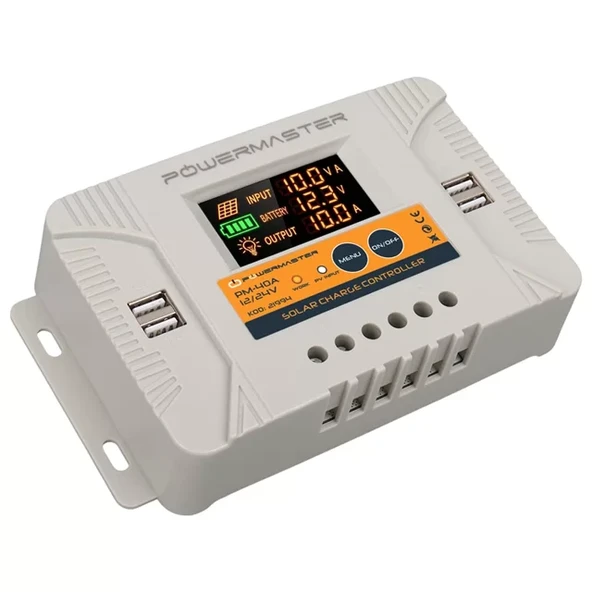 Powermaster Pm-40A 12 Volt - 24 Volt - 40 Amper 4 Usb'Lı Dijital Otomatik Solar Şarj Kontrol Regülatörü ürün görseli 1