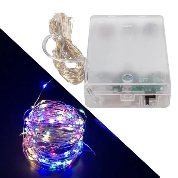 Powermaster Pilli Rgb 4 Renkli Yanıp  Sönen 10 Metre Kablolu Bağ Led ürün görseli 1