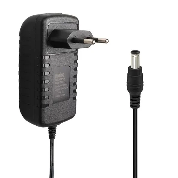 Weko 12 Volt - 2.5 Amper 5.5*2.5 Uçlu Yerli Üretim Plastik Kasa Priz Tipi Adaptör ürün görseli 1