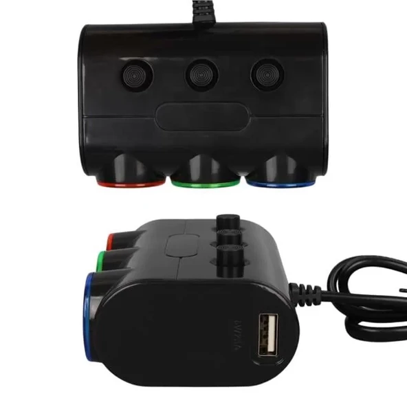 Olesson 1523 12-24V Çift Usb Girişli 120W 80Cm Kablolu 3'Lü Araç Çakmak Çoklayıcı ürün görseli 1