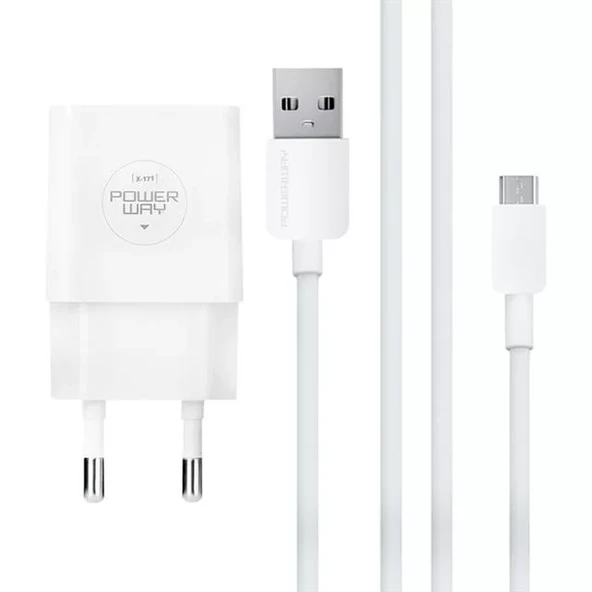 Powerway X-171 Micro Usb 2.1 Amper Şarj Aleti-Kablo ürün görseli 1