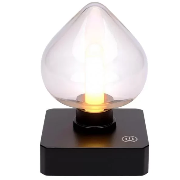 Ledx Yqx-Anl95-B03 Amber Renkli Alev Efektli Dokunmatik Masa Lambası 800Mah Şarjlı (Şeffaf Kalpli) ürün görseli 1