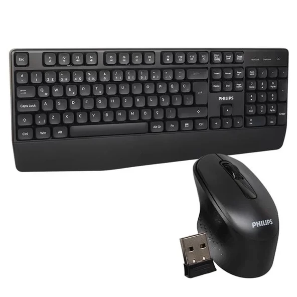 Philips Spt6348B Usb Kablosuz Ofis Tipi Siyah Numpadli Türkçe Q Klavye Mouse Seti ürün görseli 1