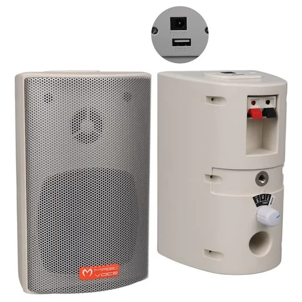 Magicvoice Mv-16 7.5 Cm 30 Watt Komütatörlü Hat Trafolu Beyaz Sütun Hoparlör (2'Li Takım) ürün görseli 1