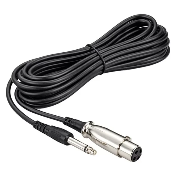 Fully G-526F 6.3Mm Mono Erkek Dişi 5 Metre Siyah Mikrofon Ara Kablosu ürün görseli 1