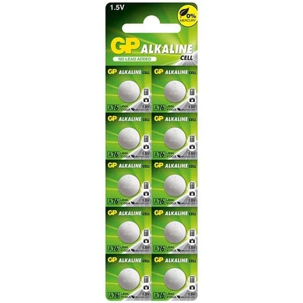 Gp A76 Lr44 Alkalin Ag-13 Pil (A76F-2C10) 10'Lu Paket ürün görseli 1