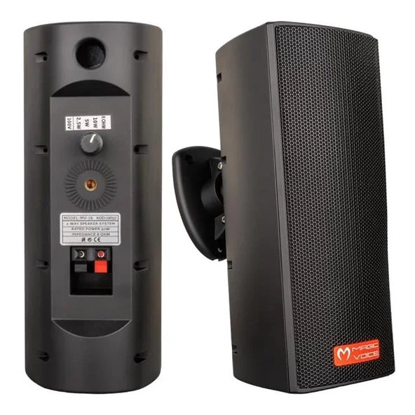 Magicvoice Mv-26  2X7,5 Cm 50W 3 Yollu Siyah Sütun Hat Trafolu Hoparlör 2'Li Takım ürün görseli 1