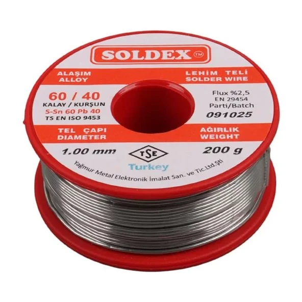 Soldex 1.00Mm Kalın 200 Gram Kalın Lehim Teli Sn60 Pb40 ürün görseli 1