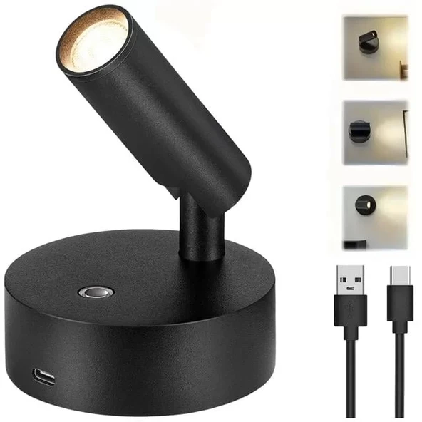 Ledx Al-Xyd05 Çok Fonksiyonlu Dokunmatik Şarjlı 1200Mah Duvar Aplik 3000K-4000K-6500K Type-C Şarj Girişli ürün görseli 1