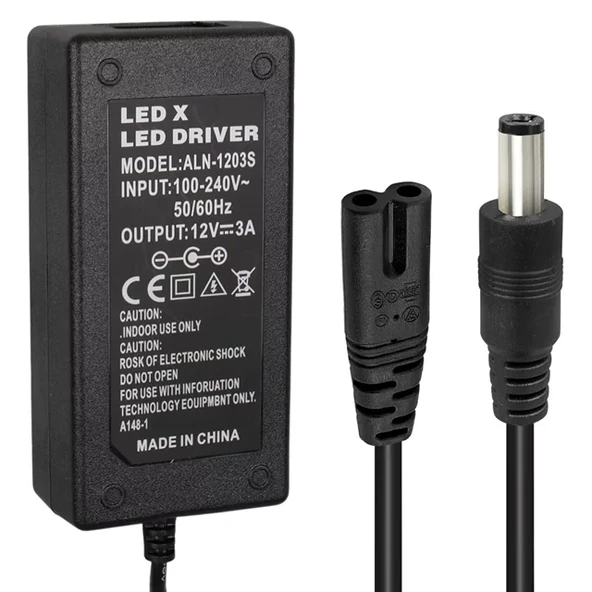 Pm-1980 12 Volt - 3 Amper - 36 Watt 5.5*2.5 Mm Uçlu Plastik Kasa Masaüstü Adaptör ürün görseli 1