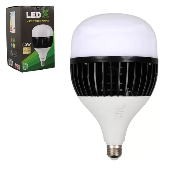 Ledx Al-Th80 Akım Korumalı 80 Watt 7200 Lümen E27 Beyaz Maxi Kristal Torch Led Ampul ürün görseli 1