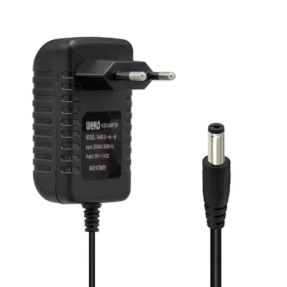 Weko 24 Volt 1 Amper 24 Watt Plastik Kasa Priz Tipi Adaptör (5.5X2.5 Uçlu) ürün görseli 1