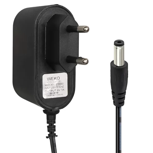 Weko Wk-21690 9 Volt 1 Amper 5.5*2.5 Mm Uçlu Priz Tipi Adaptör ürün görseli 1