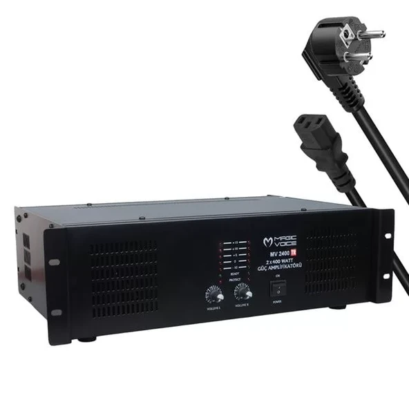 Magicvoice Mv-2400 2X400 Watt 4-8 Ohm -100 V 19 Rack Hat Trafolu Power Anfi ürün görseli 1