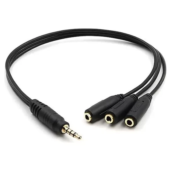 Kulaklık Çoklayıcı 3.5 Mm Erkek X 1/3 Stereo Dişi X 3 - 30 Cm Y Kablo ürün görseli 1