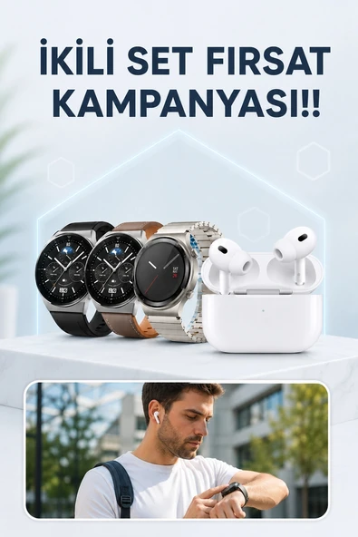 Aynalı Bluetooth Kulaklık Yeni Nesil Akıllı Saat Titreşimli Nabız Ölçer Spor Modları ürün görseli 1