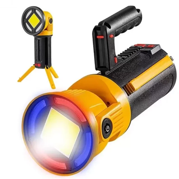 Mx-W5164-3 Kırmızı Çakarlı Cob Ledli Şarjlı Kamp El Feneri Işıldak ürün görseli 1