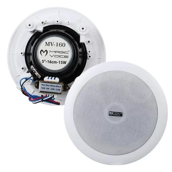 Magicvoice Mv-160 16 Cm 6" Tweeterli Beyaz Trafolu Alçıpan Tavan Hoparlör ürün görseli 1